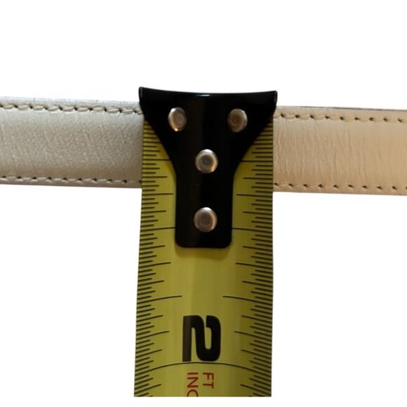 Christian Dior VTG 80s Belt Women Medium White Genuine Leather Skinny Gold Logo - Picture 9 of 9